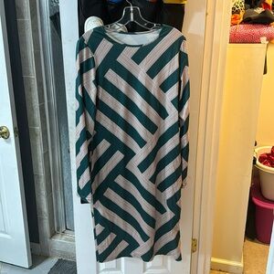 Green and tan striped dress